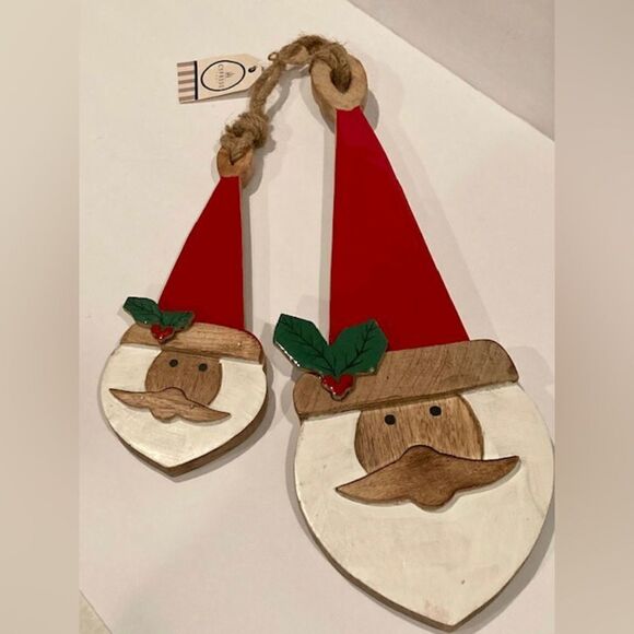 Wooden Painted Christmas Santa Wall Decor - Lot of 2 - 19” and 11.5” - Picture 1 of 16